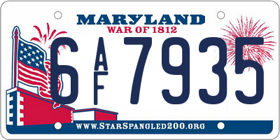 MD license plate 6AF7935
