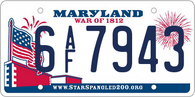 MD license plate 6AF7943
