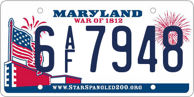 MD license plate 6AF7948