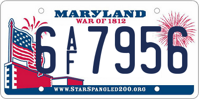 MD license plate 6AF7956