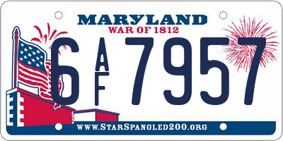 MD license plate 6AF7957