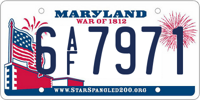 MD license plate 6AF7971