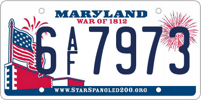 MD license plate 6AF7973
