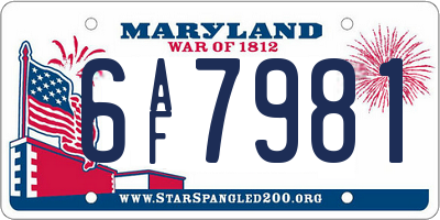 MD license plate 6AF7981