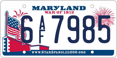 MD license plate 6AF7985