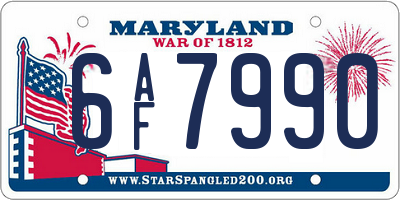 MD license plate 6AF7990