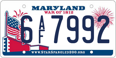 MD license plate 6AF7992