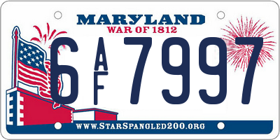 MD license plate 6AF7997