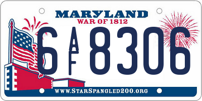 MD license plate 6AF8306