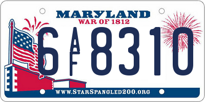 MD license plate 6AF8310