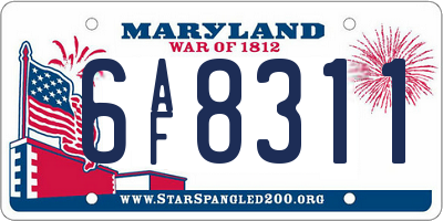 MD license plate 6AF8311