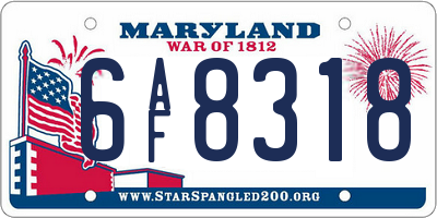 MD license plate 6AF8318