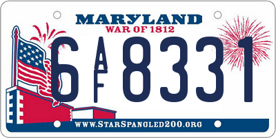 MD license plate 6AF8331