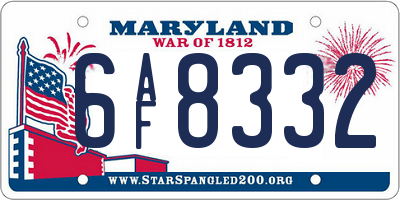 MD license plate 6AF8332