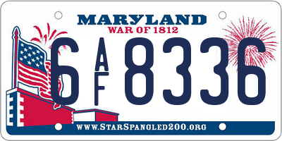 MD license plate 6AF8336