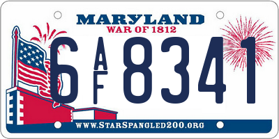 MD license plate 6AF8341
