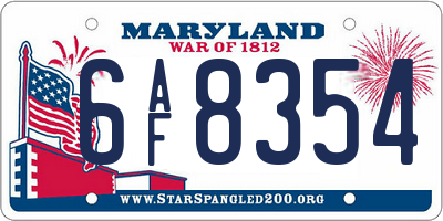 MD license plate 6AF8354