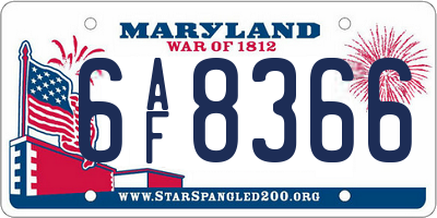 MD license plate 6AF8366