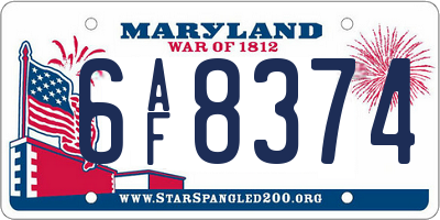 MD license plate 6AF8374