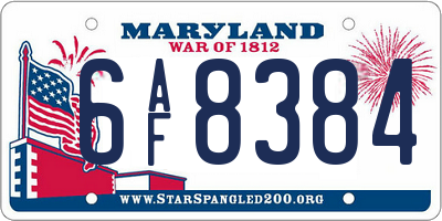 MD license plate 6AF8384