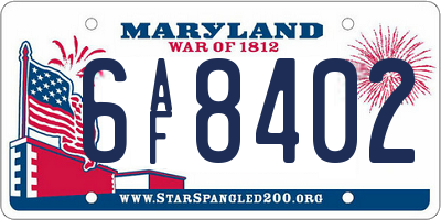 MD license plate 6AF8402