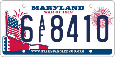 MD license plate 6AF8410
