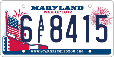 MD license plate 6AF8415