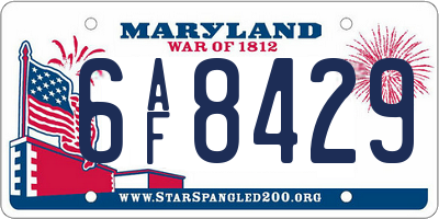 MD license plate 6AF8429