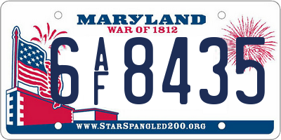 MD license plate 6AF8435
