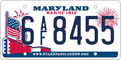 MD license plate 6AF8455