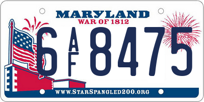 MD license plate 6AF8475