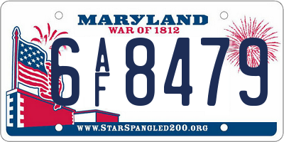 MD license plate 6AF8479