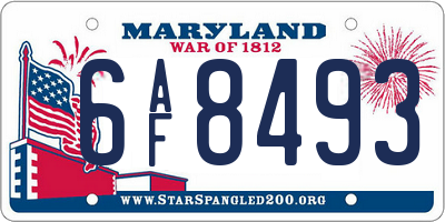 MD license plate 6AF8493