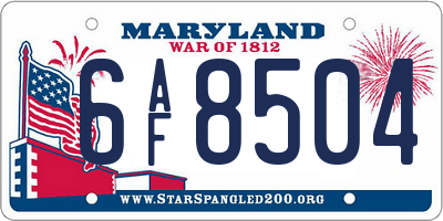 MD license plate 6AF8504