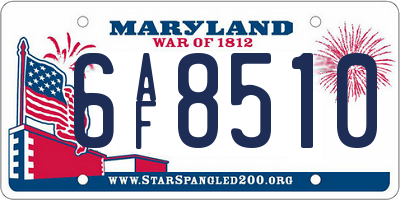 MD license plate 6AF8510