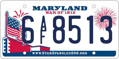 MD license plate 6AF8513