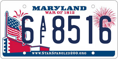 MD license plate 6AF8516