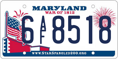 MD license plate 6AF8518