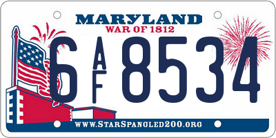MD license plate 6AF8534