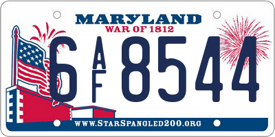 MD license plate 6AF8544