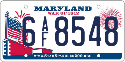 MD license plate 6AF8548