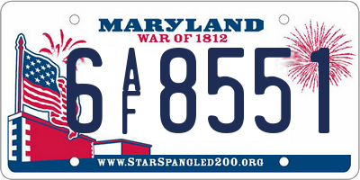 MD license plate 6AF8551