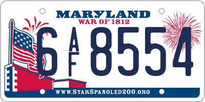 MD license plate 6AF8554