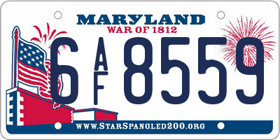 MD license plate 6AF8559