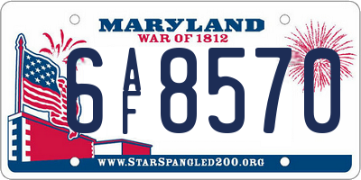 MD license plate 6AF8570