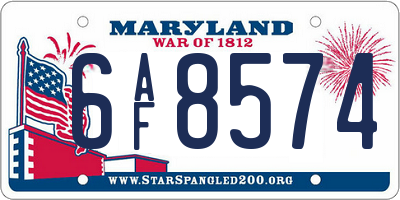 MD license plate 6AF8574