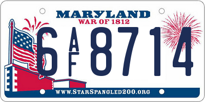 MD license plate 6AF8714