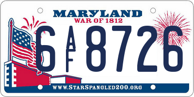 MD license plate 6AF8726