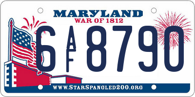 MD license plate 6AF8790