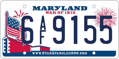MD license plate 6AF9155